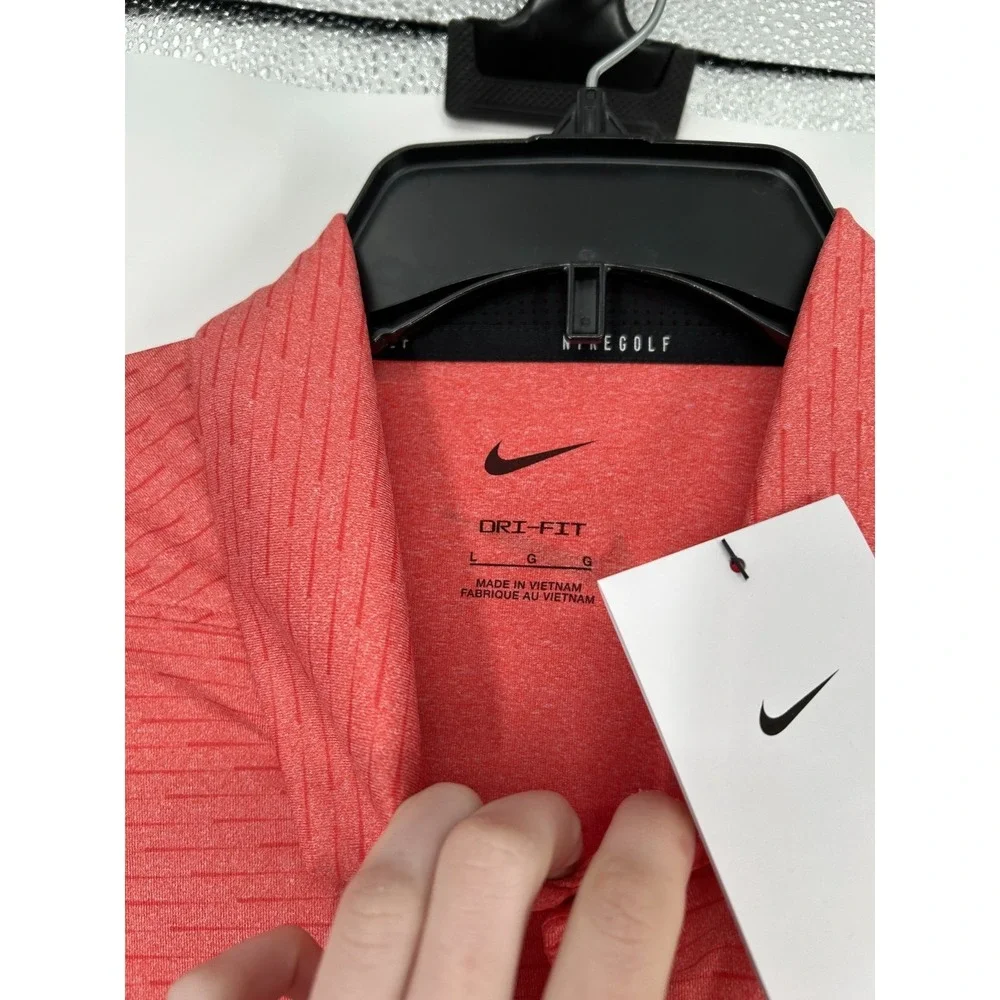 Nike‎ Vapor Golf Polo Shirt Men Large Red Stripes Dri Fit Performance CU9800-631